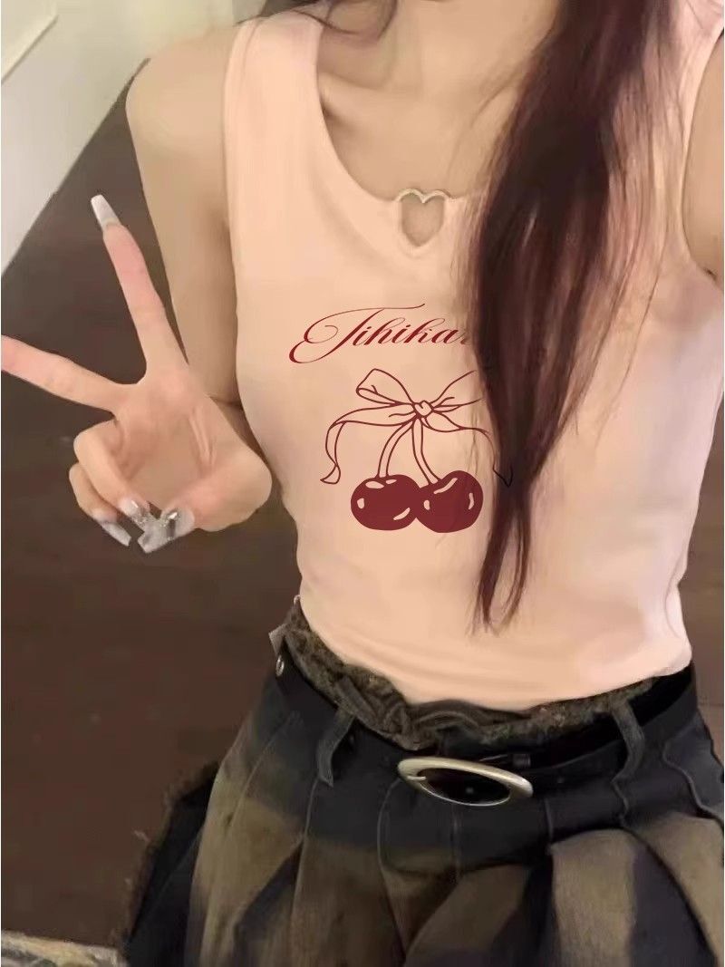 【包肩包领】夏日多巴胺穿搭无袖t恤美式短款辣妹修身显瘦小背心