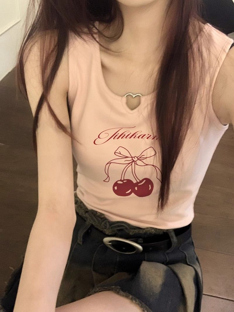 【包肩包领】夏日多巴胺穿搭无袖t恤美式短款辣妹修身显瘦小背心