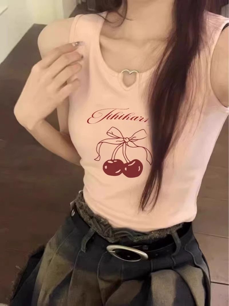 【包肩包领】夏日多巴胺穿搭无袖t恤美式短款辣妹修身显瘦小背心