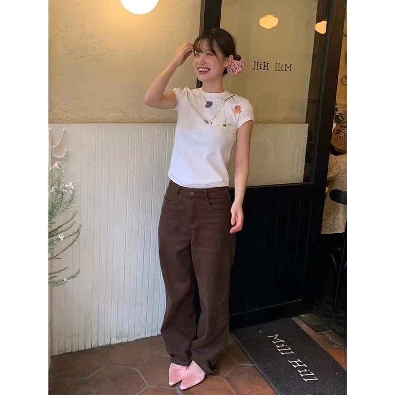 【1*1纯棉 常规款】印花正肩常规短袖 高弹力新款夏季修身显