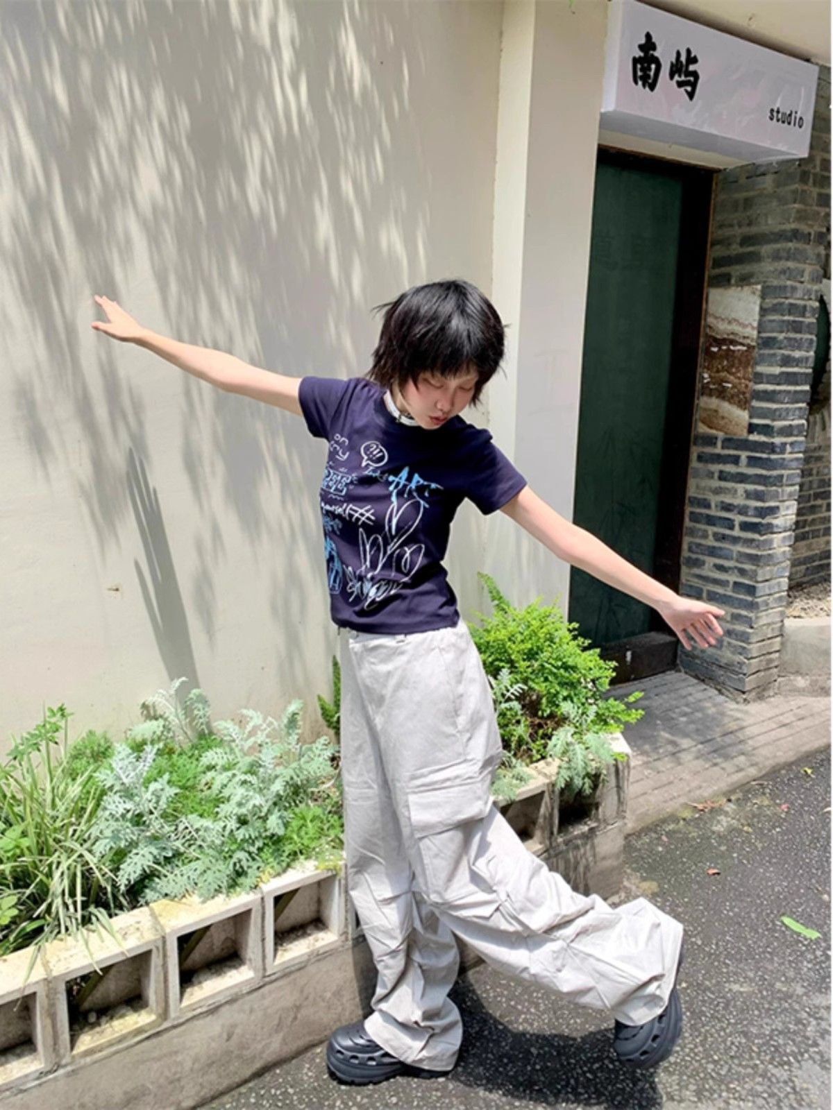 【1*1纯棉 常规款】印花正肩常规短袖 高弹力新款夏季修身显