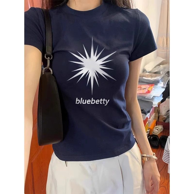 【1*1纯棉 常规款】印花正肩常规短袖 高弹力新款夏季修身显