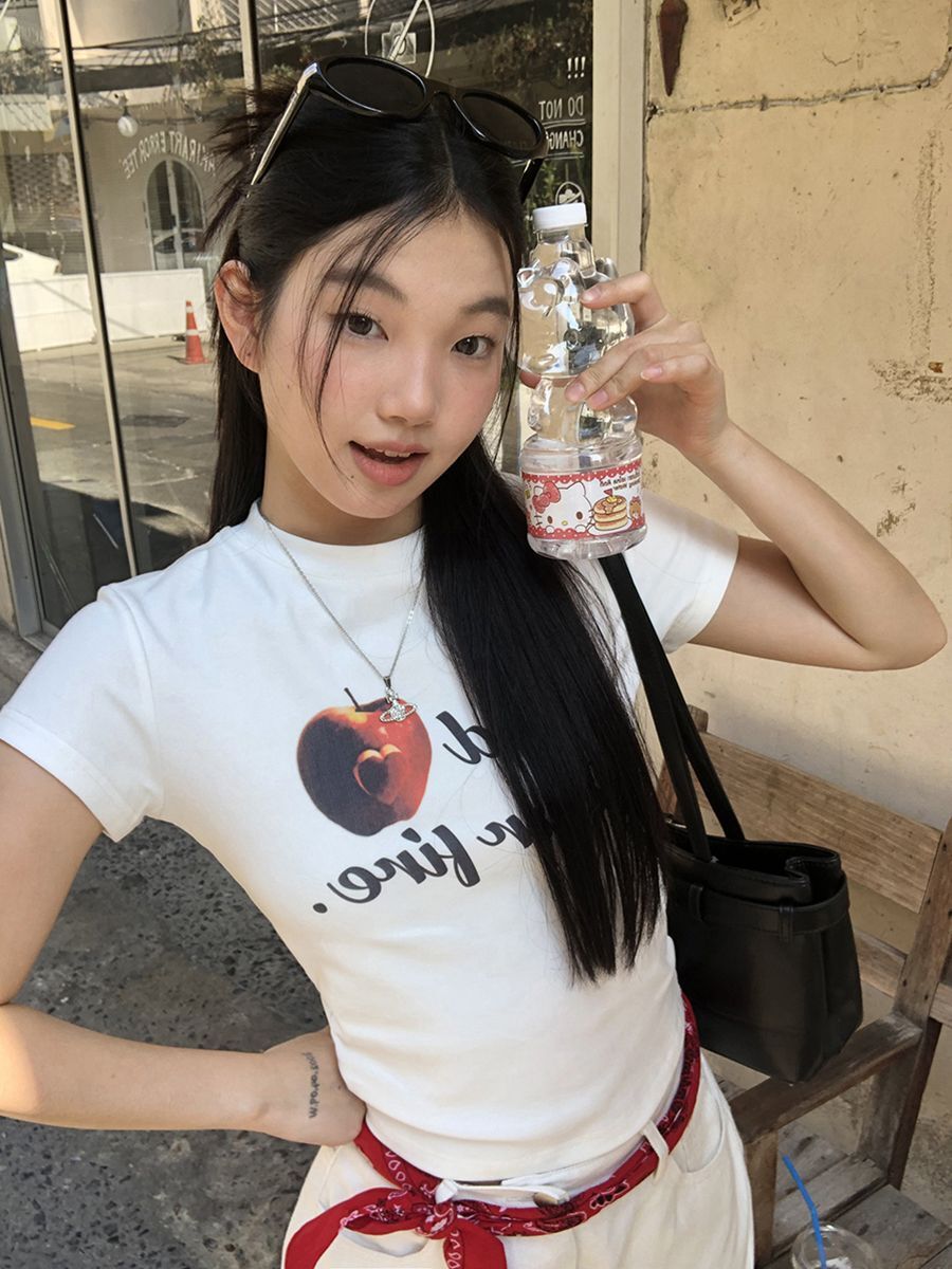 【1*1纯棉 常规款】印花正肩常规短袖 高弹力新款夏季修身显 【1*1纯棉 常规款】印花正肩常规短袖 高弹力新款夏季修身显