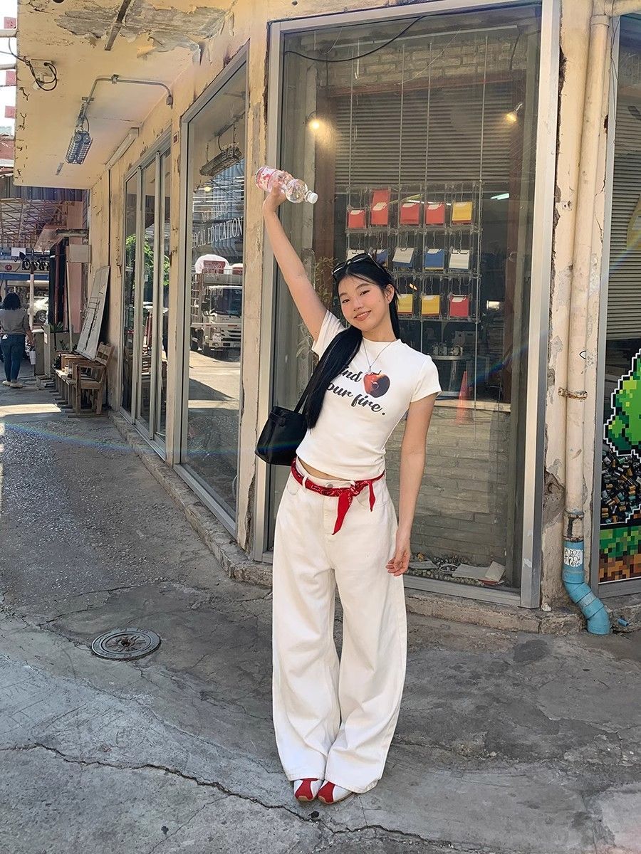 【1*1纯棉 常规款】印花正肩常规短袖 高弹力新款夏季修身显