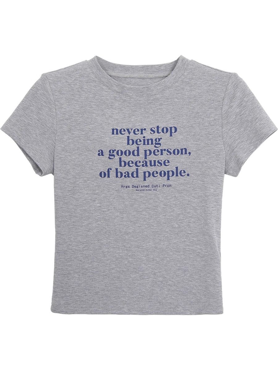 【1*1纯棉 常规款】印花正肩常规短袖 高弹力新款夏季修身显