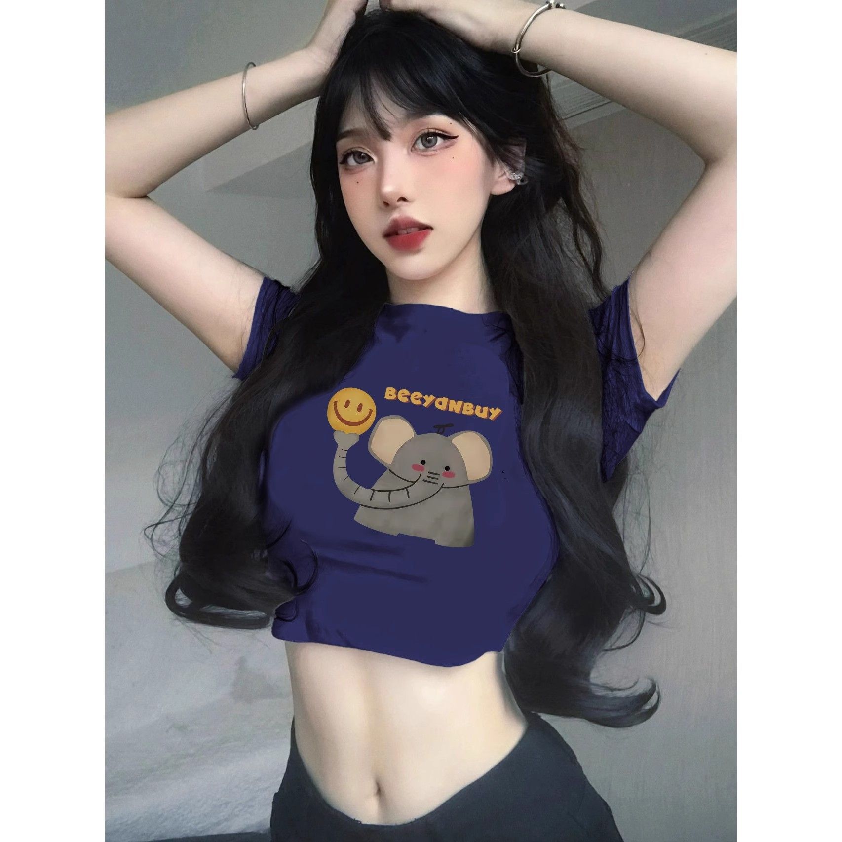 1*1纯棉 高弹力新款夏季短袖短款搭配高腰裤修身显瘦洋气上衣 1*1纯棉 高弹力新款夏季短袖短款搭配高腰裤修身显瘦洋气上衣