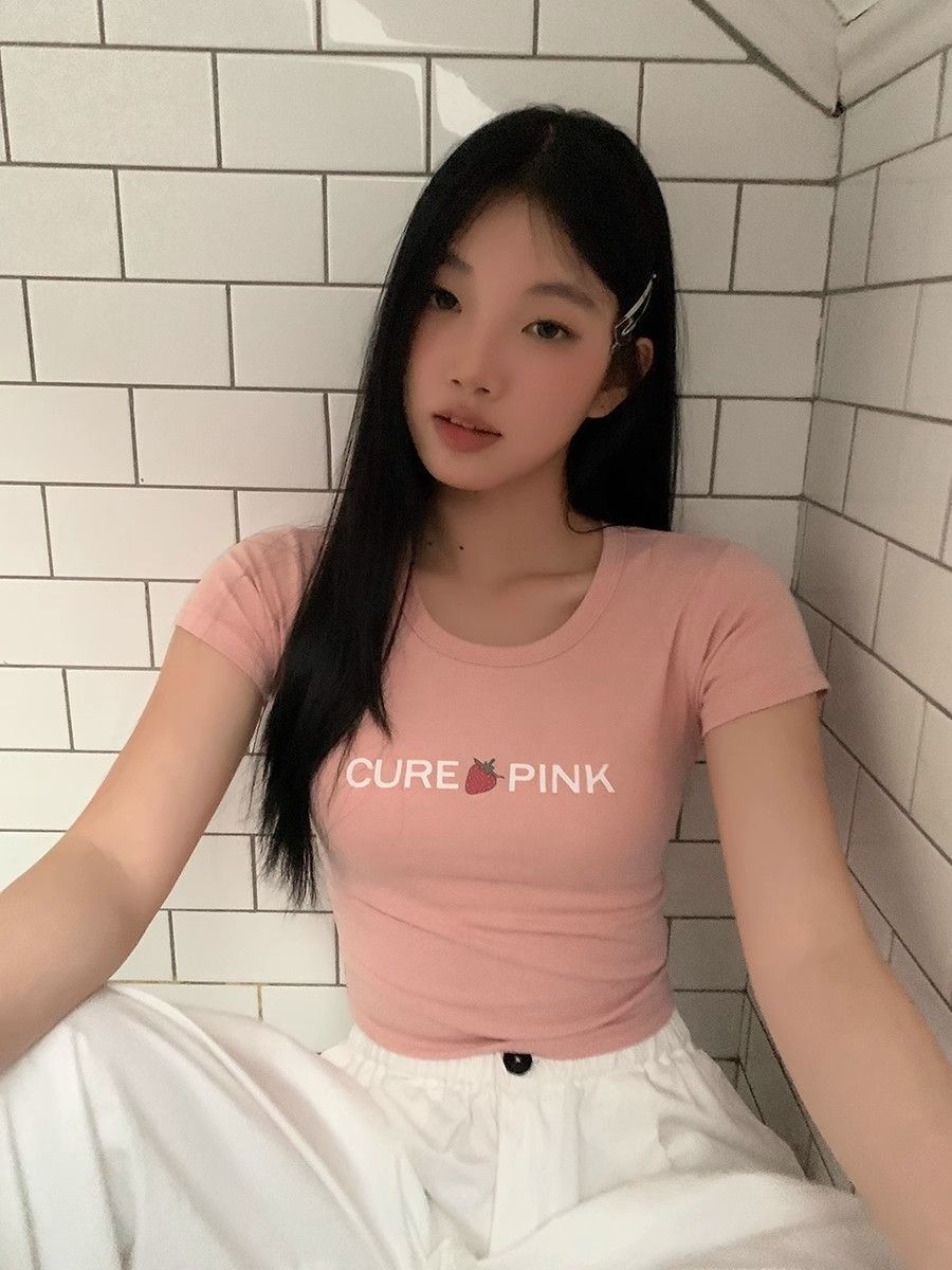 1*1纯棉 高弹力新款夏季短袖短款搭配高腰裤修身显瘦洋气上衣