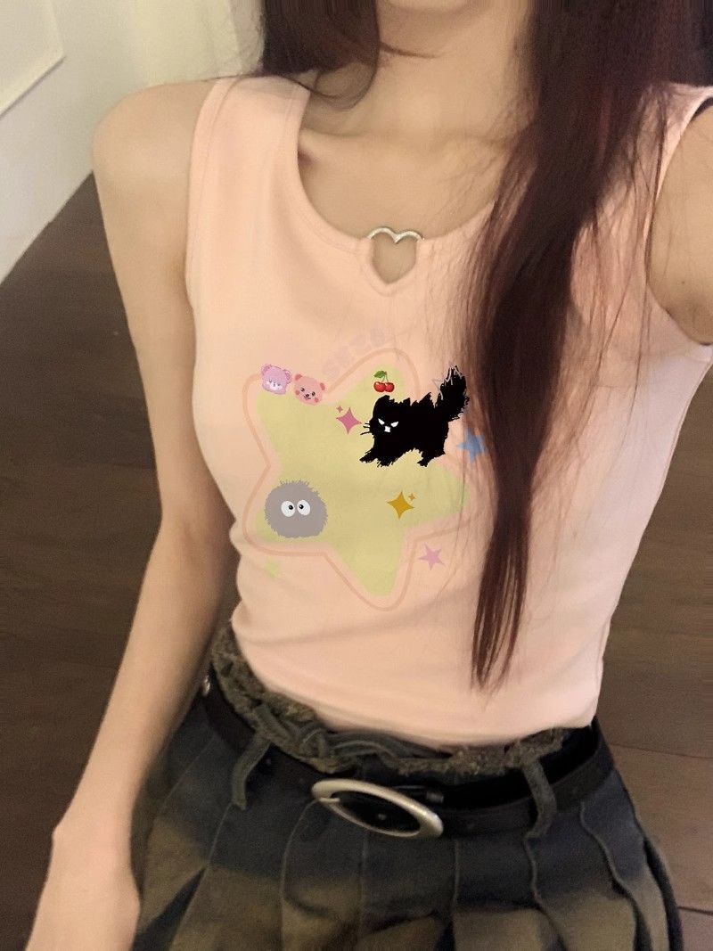 【包肩包领】夏日多巴胺穿搭无袖t恤美式短款辣妹修身显瘦小背心 【包肩包领】夏日多巴胺穿搭无袖t恤美式短款辣妹修身显瘦小背心