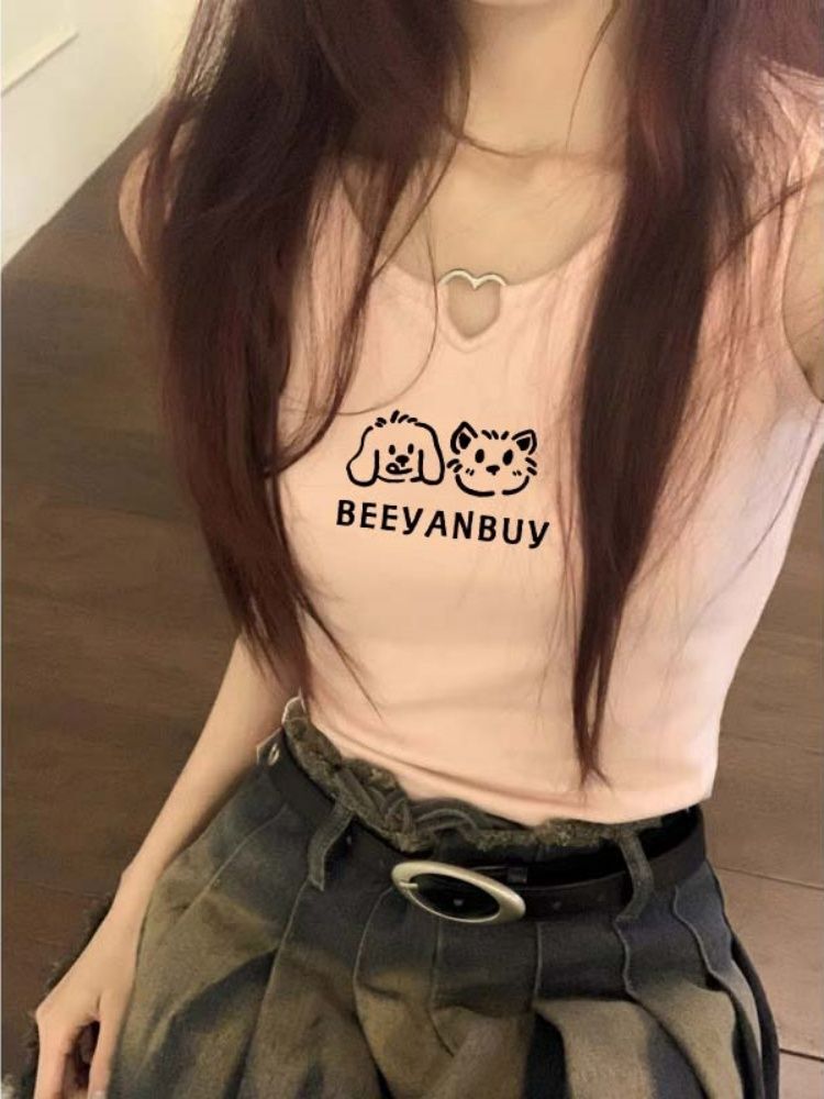 【包肩包领】夏日多巴胺穿搭无袖t恤美式短款辣妹修身显瘦小背心