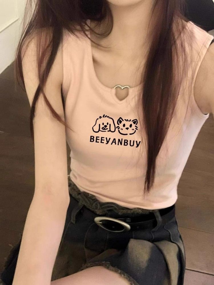 【包肩包领】夏日多巴胺穿搭无袖t恤美式短款辣妹修身显瘦小背心