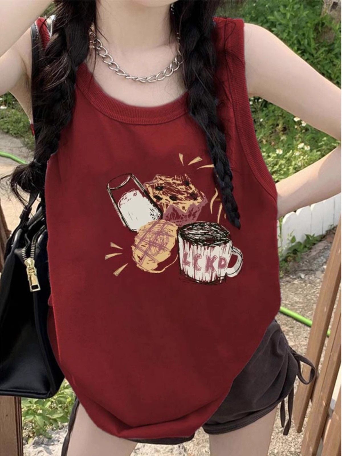 【包肩包领】夏日多巴胺穿搭无袖t恤美式坎肩背心无袖上衣