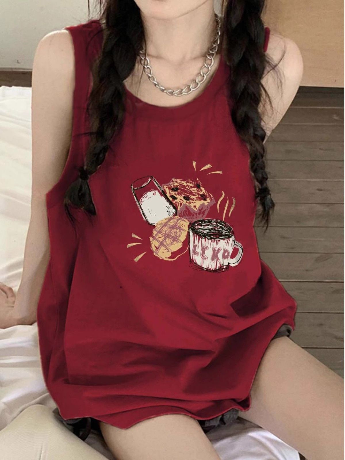 【包肩包领】夏日多巴胺穿搭无袖t恤美式坎肩背心无袖上衣