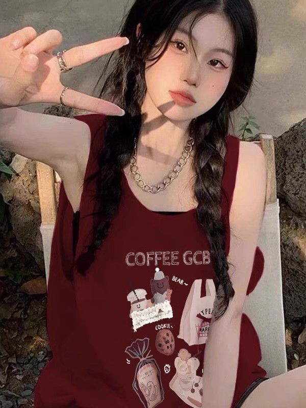 【包肩包领】夏日多巴胺穿搭无袖t恤美式坎肩背心无袖上衣