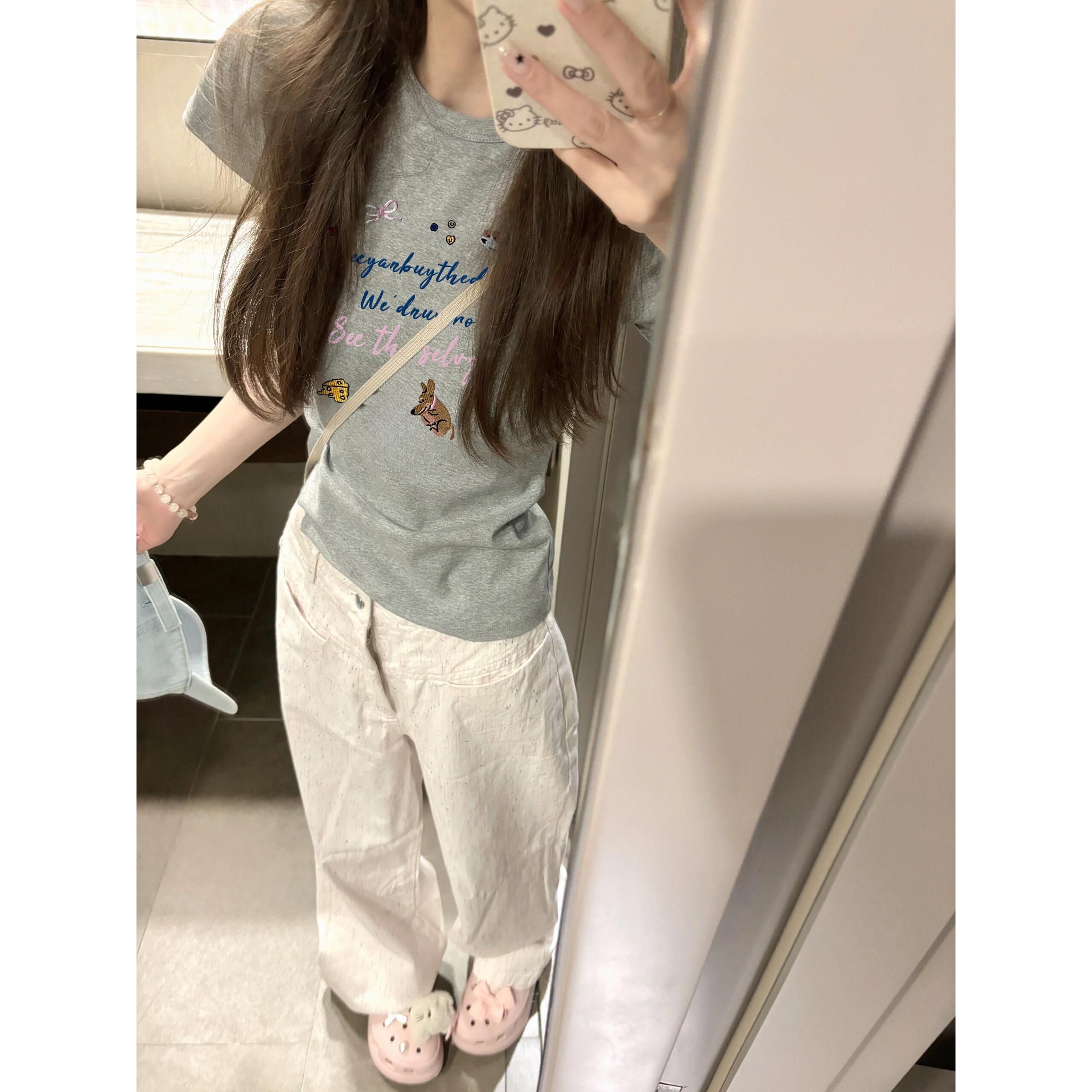 【1*1纯棉 常规款】印花正肩常规短袖 高弹力新款夏季修身显 【1*1纯棉 常规款】印花正肩常规短袖 高弹力新款夏季修身显