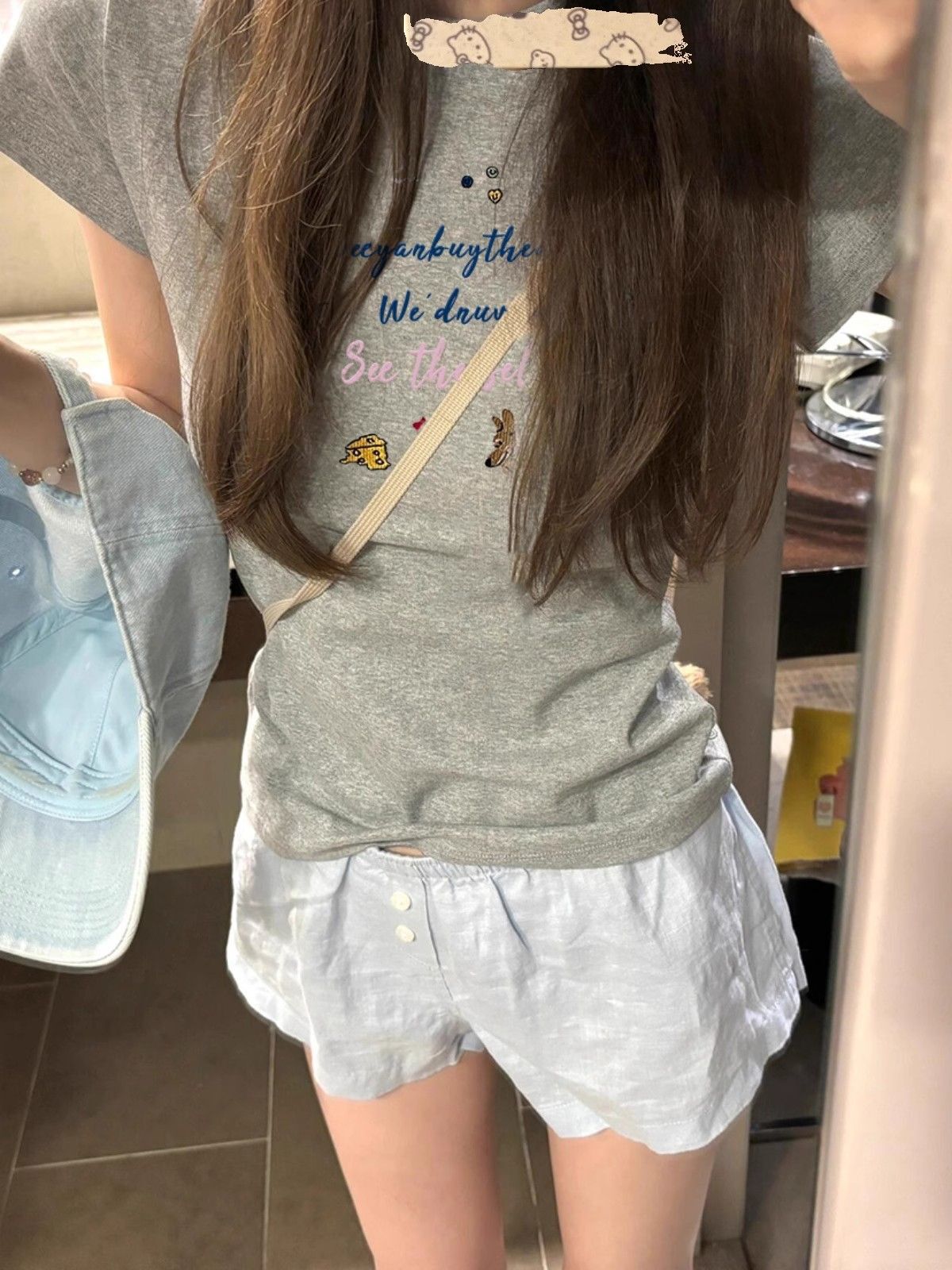 【1*1纯棉 常规款】印花正肩常规短袖 高弹力新款夏季修身显