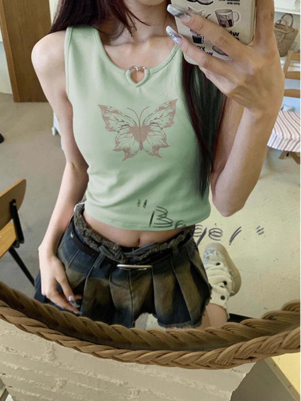 【包肩包领】夏日多巴胺穿搭无袖t恤美式短款辣妹修身显瘦小背心