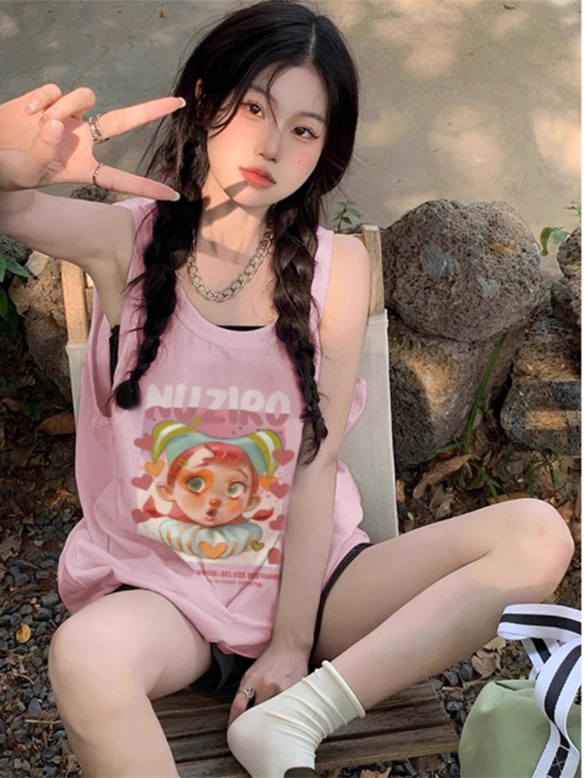 【包肩包领】夏日多巴胺穿搭无袖t恤美式坎肩背心无袖上衣