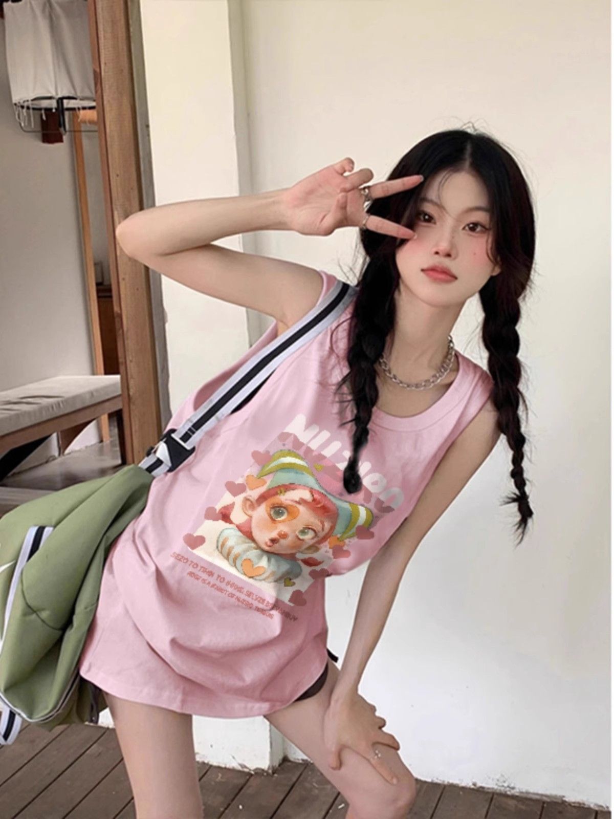 【包肩包领】夏日多巴胺穿搭无袖t恤美式坎肩背心无袖上衣