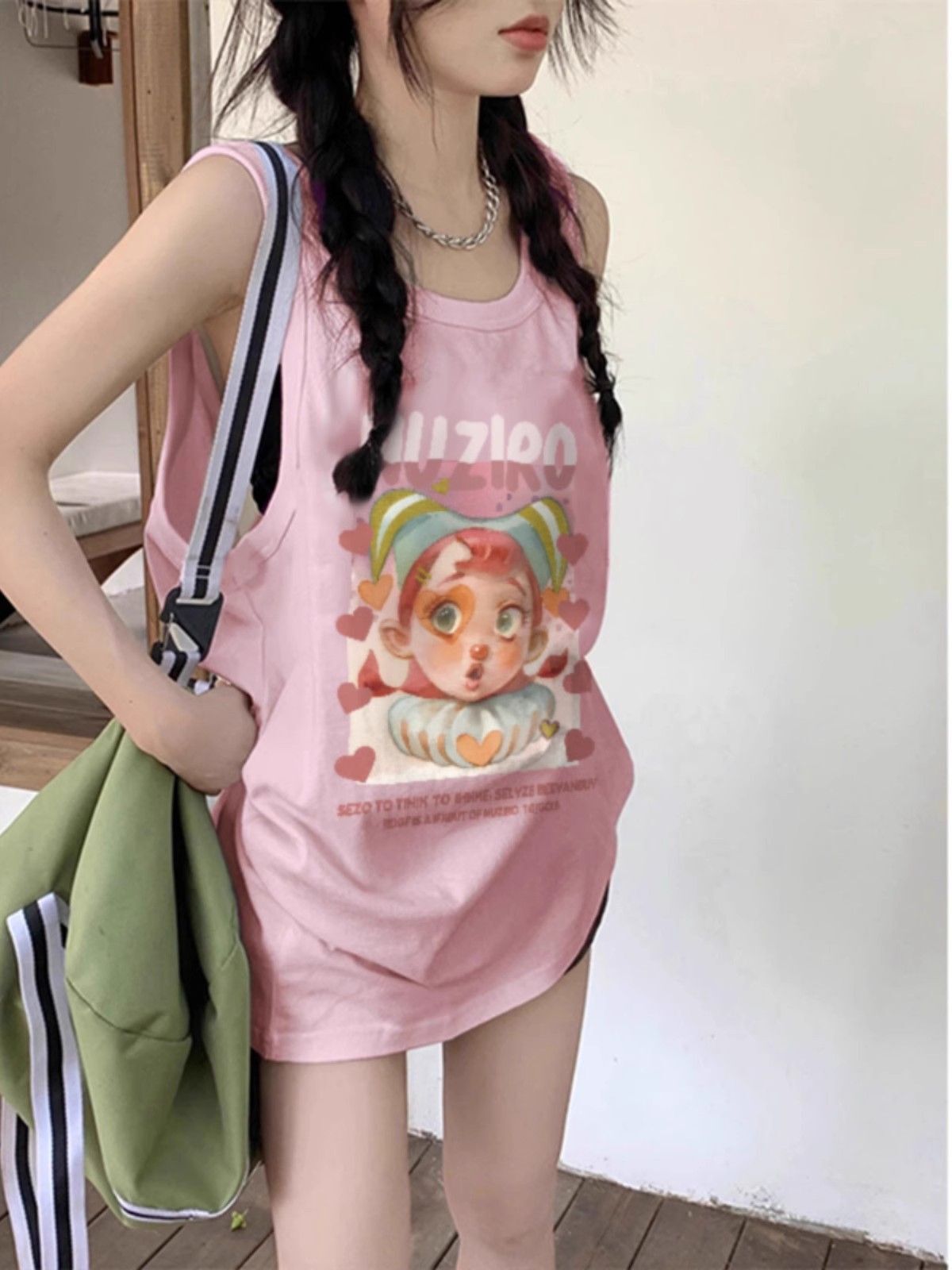 【包肩包领】夏日多巴胺穿搭无袖t恤美式坎肩背心无袖上衣