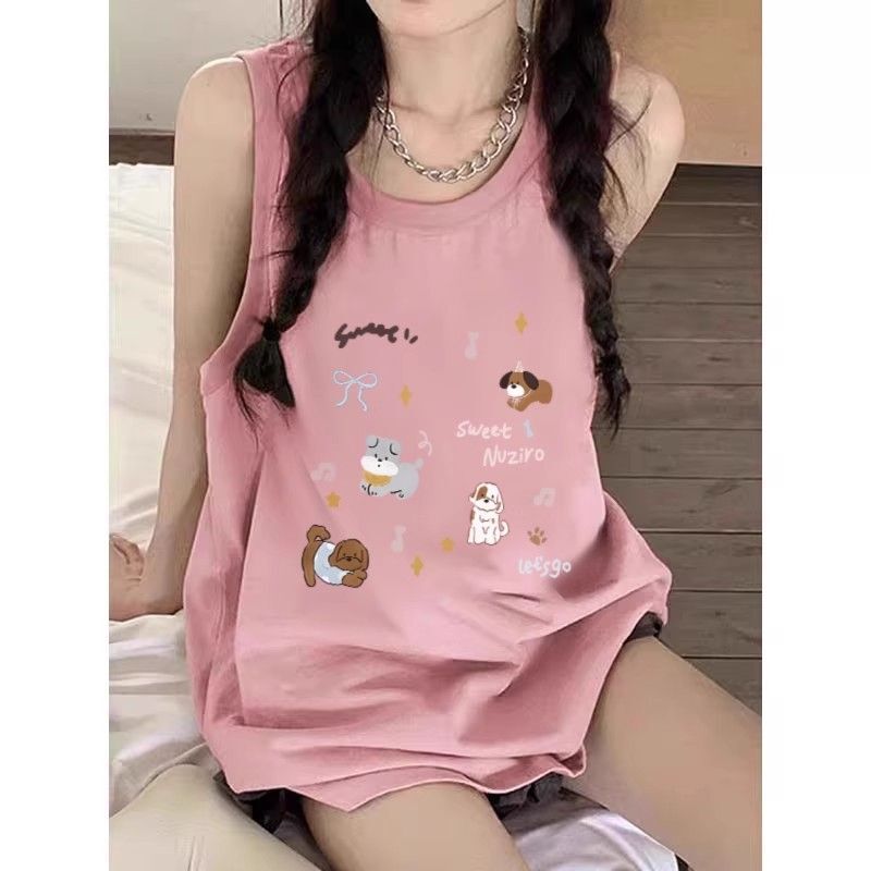 【包肩包领】夏日多巴胺穿搭无袖t恤美式坎肩背心无袖上衣