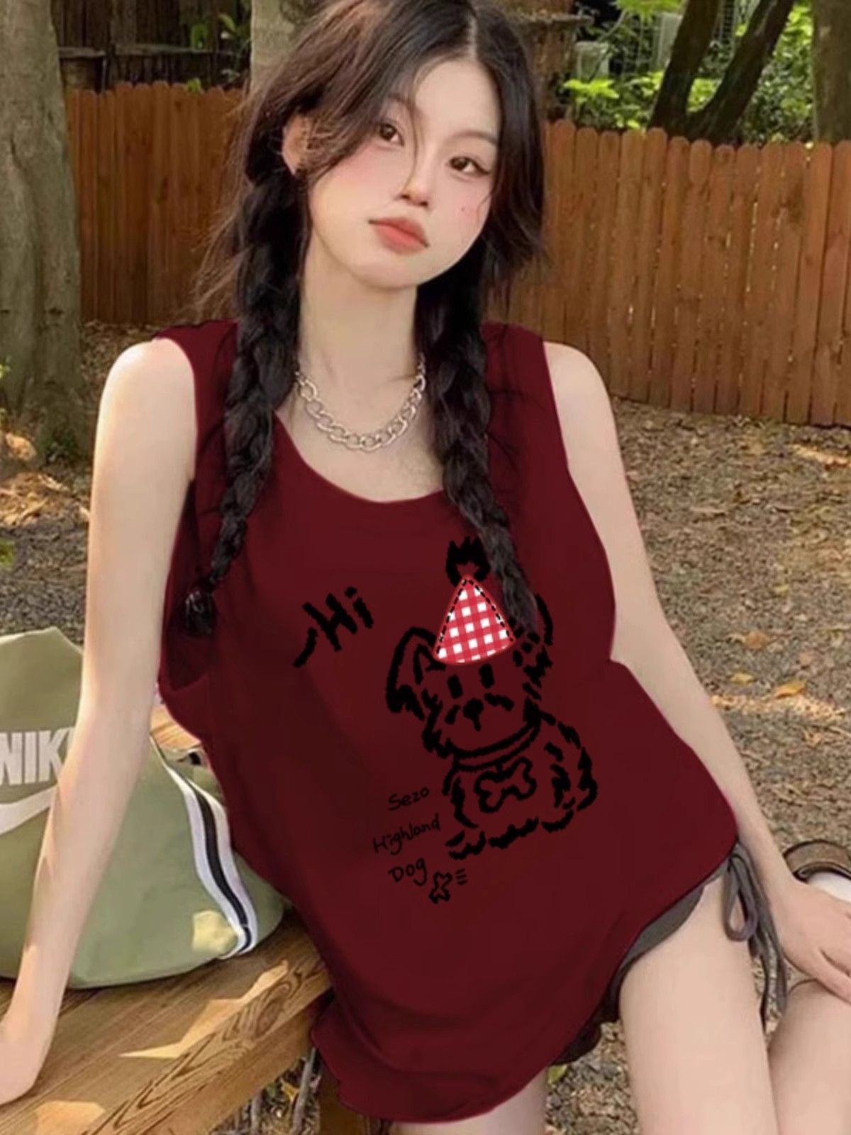 【包肩包领】夏日多巴胺穿搭无袖t恤美式坎肩背心无袖上衣