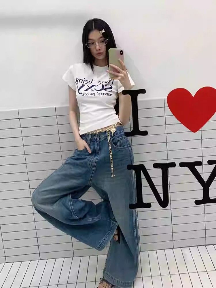 【1*1纯棉 常规款】印花正肩常规短袖 高弹力新款夏季修身显