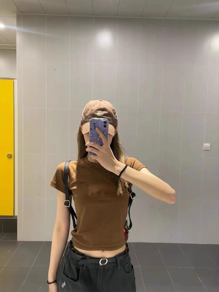 【1*1纯棉 常规款】印花正肩常规短袖 高弹力新款夏季修身显