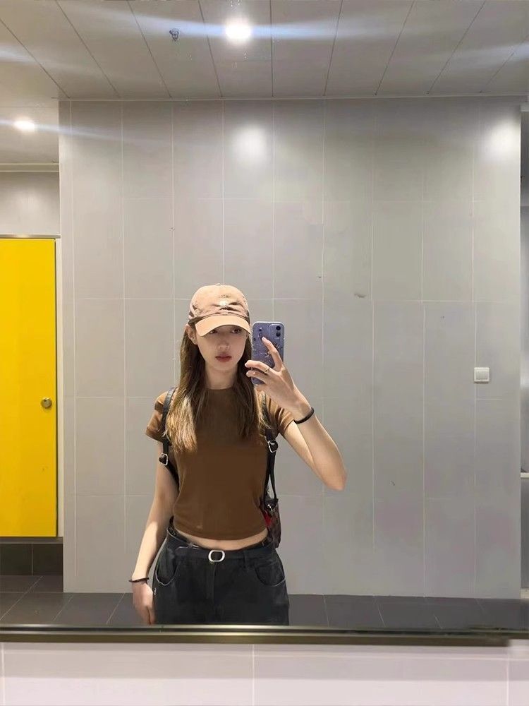 【1*1纯棉 常规款】印花正肩常规短袖 高弹力新款夏季修身显