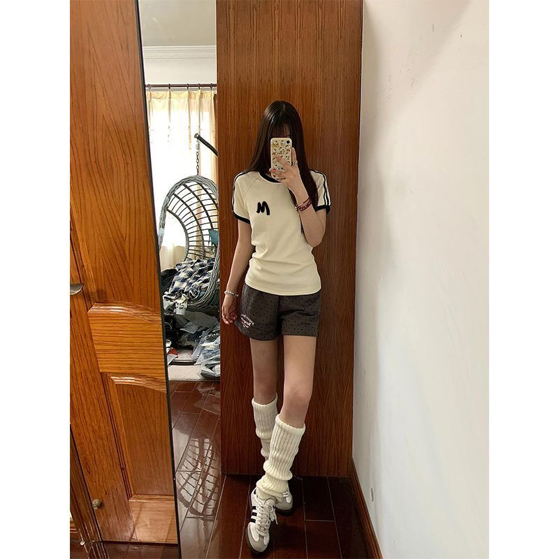 【1*1纯棉 常规款】正肩常规短袖 高弹力新款夏季修身三条杠