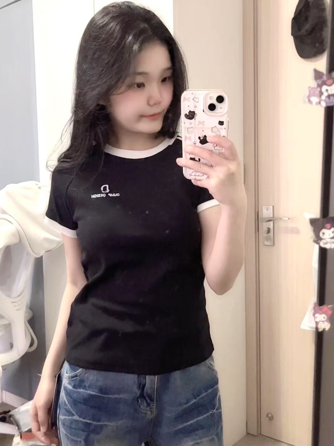 【1*1纯棉 常规款】正肩常规短袖 高弹力新款夏季修身三条杠