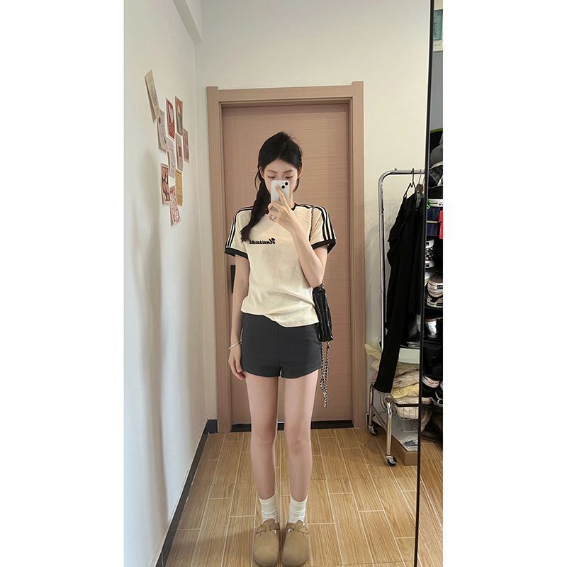 【1*1纯棉 常规款】正肩常规短袖 高弹力新款夏季修身三条杠