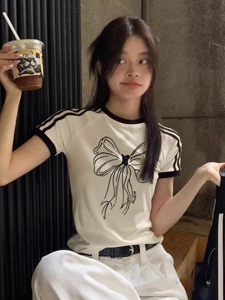 【1*1纯棉 常规款】正肩常规短袖 高弹力新款夏季修身三条杠