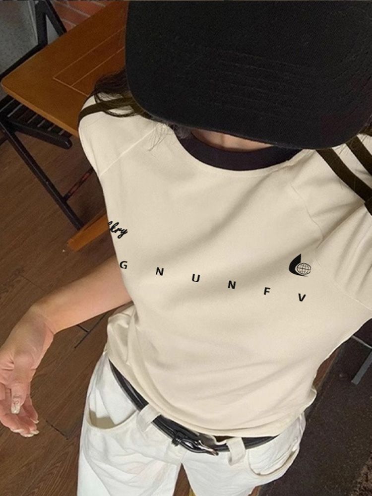 【1*1纯棉 常规款】正肩常规短袖 高弹力新款夏季修身三条杠