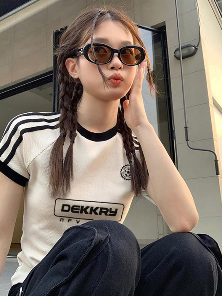 【1*1纯棉 常规款】正肩常规短袖 高弹力新款夏季修身三条杠 【1*1纯棉 常规款】正肩常规短袖 高弹力新款夏季修身三条杠