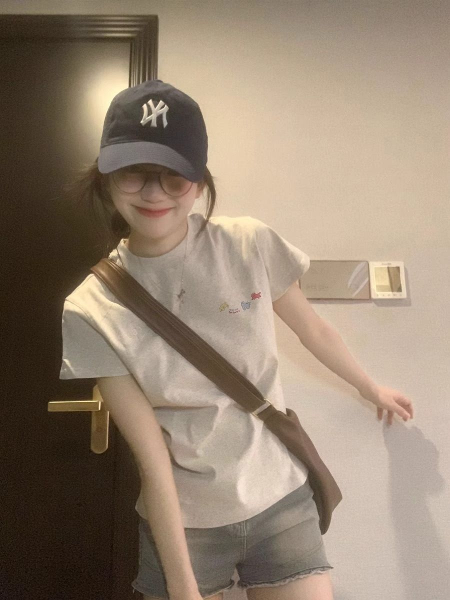 【1*1纯棉 常规款】印花正肩常规短袖 高弹力新款夏季修身显