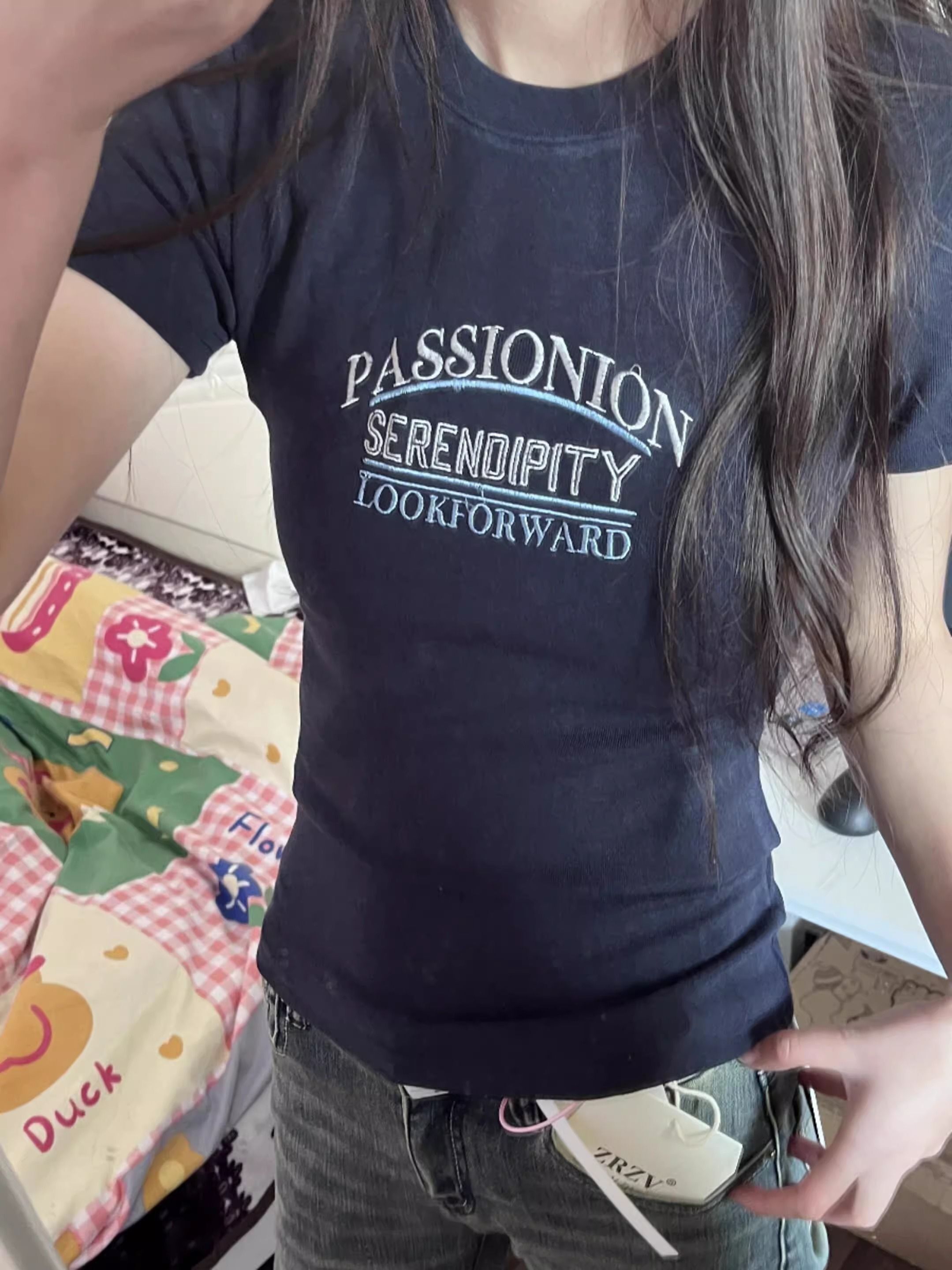 【1*1纯棉 常规款】印花正肩常规短袖 高弹力新款夏季修身显 【1*1纯棉 常规款】印花正肩常规短袖 高弹力新款夏季修身显