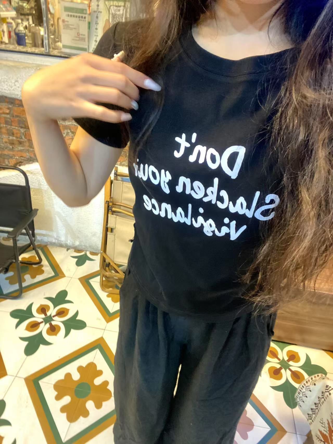 【1*1纯棉 常规款】印花正肩常规短袖 高弹力新款夏季修身显