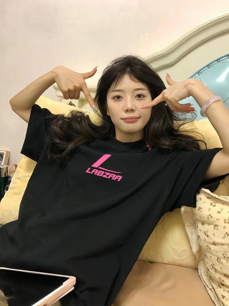 高品质纯棉精梳紧密100%棉宽松短袖t恤三条杠宽松T恤