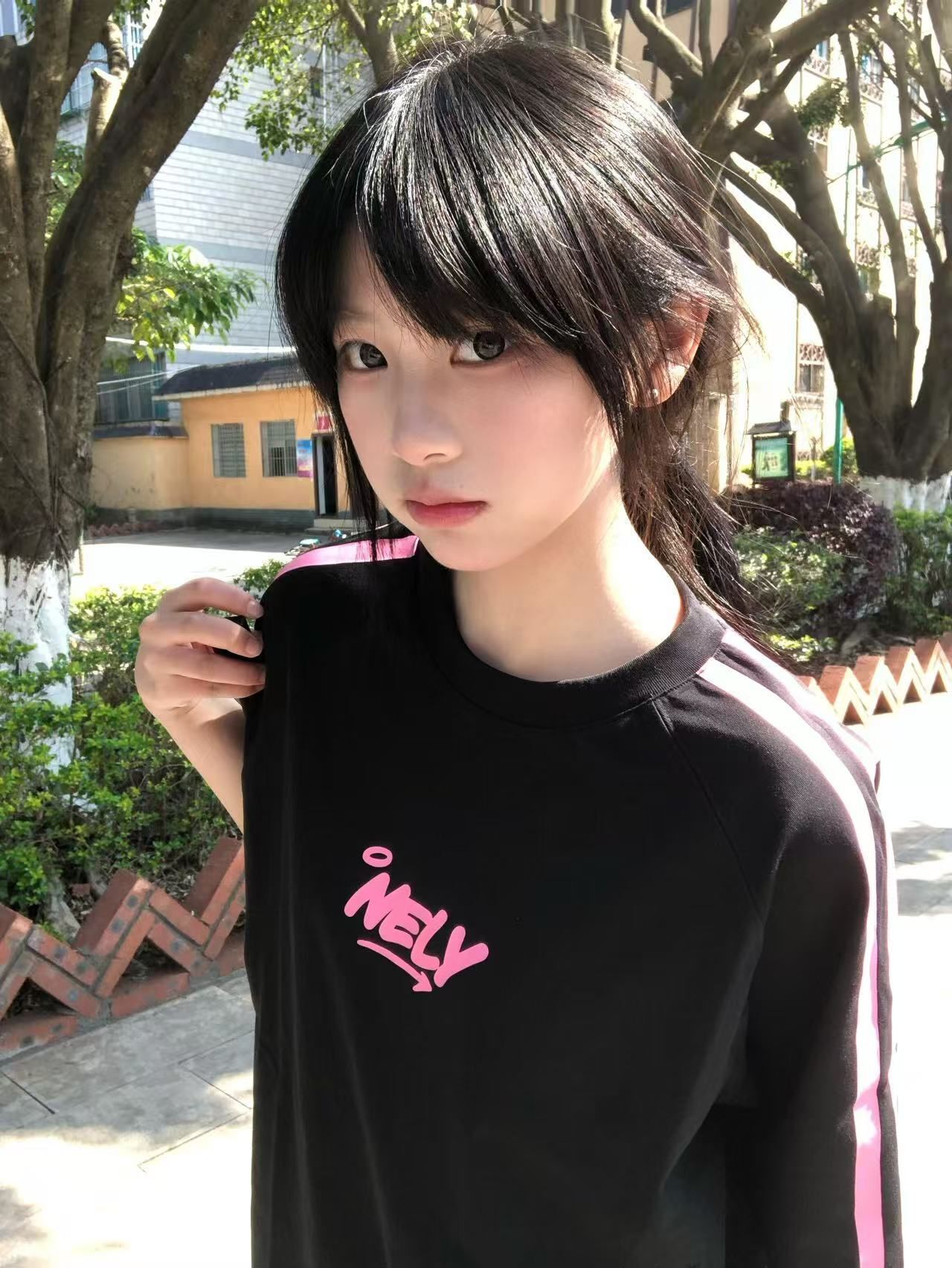 高品质纯棉精梳紧密100%棉宽松短袖t恤三条杠宽松T恤