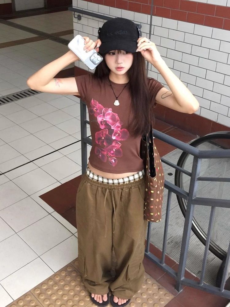 【1*1纯棉 常规款】印花正肩常规短袖 高弹力新款夏季修身显