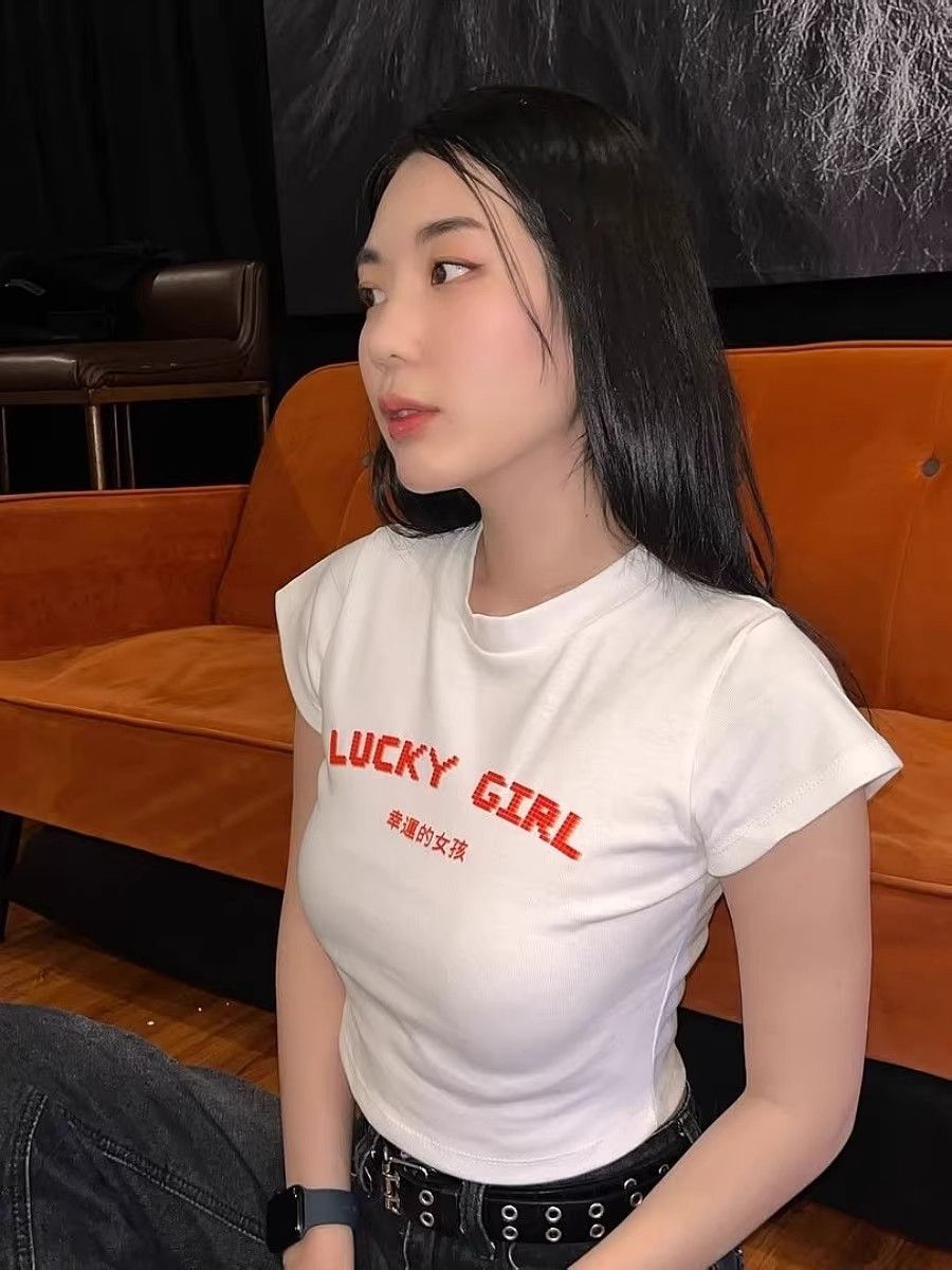 1*1纯棉 高弹力新款夏季短袖短款搭配高腰裤修身显瘦洋气上衣