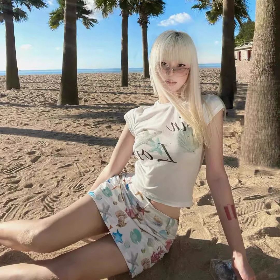 1*1纯棉 高弹力新款夏季短袖短款搭配高腰裤修身显瘦洋气上衣