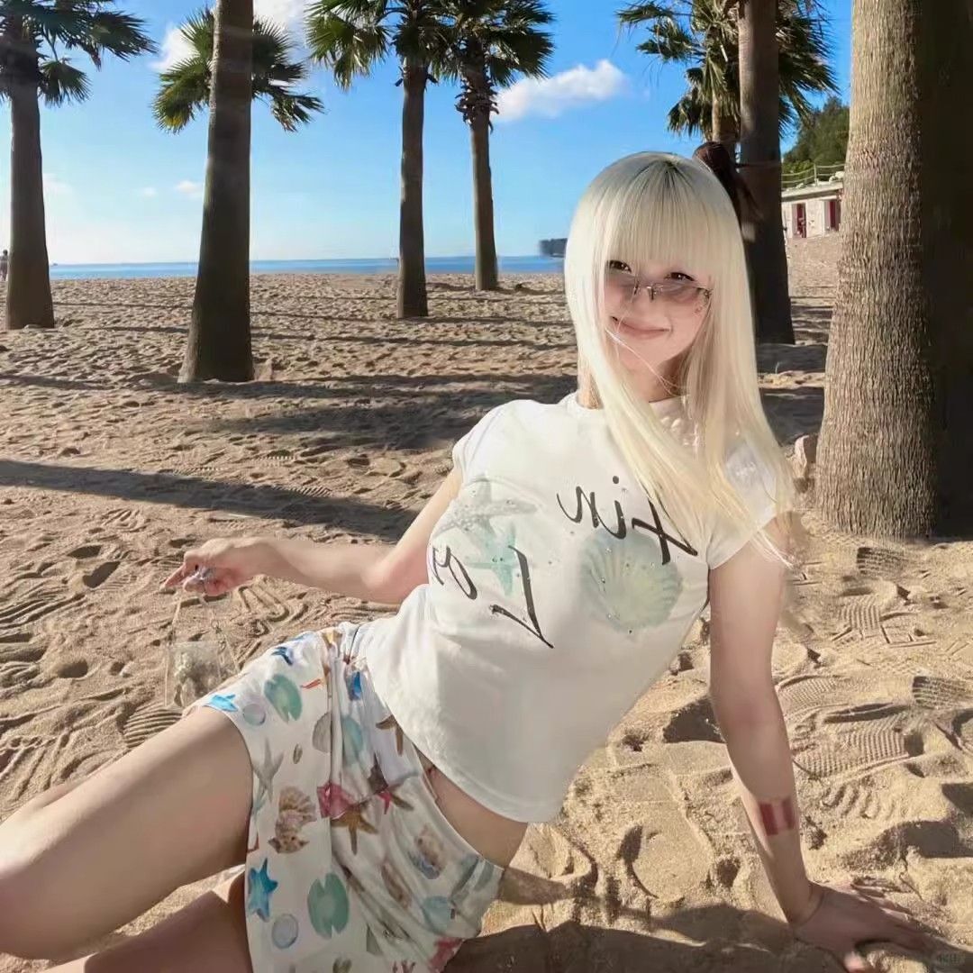 1*1纯棉 高弹力新款夏季短袖短款搭配高腰裤修身显瘦洋气上衣