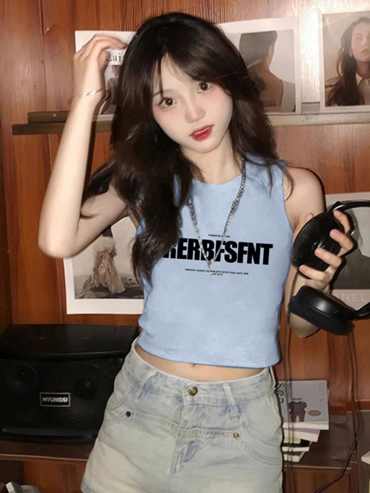 【包肩包领】夏日多巴胺穿搭无袖t恤美式短款辣妹修身显瘦小背心 【包肩包领】夏日多巴胺穿搭无袖t恤美式短款辣妹修身显瘦小背心