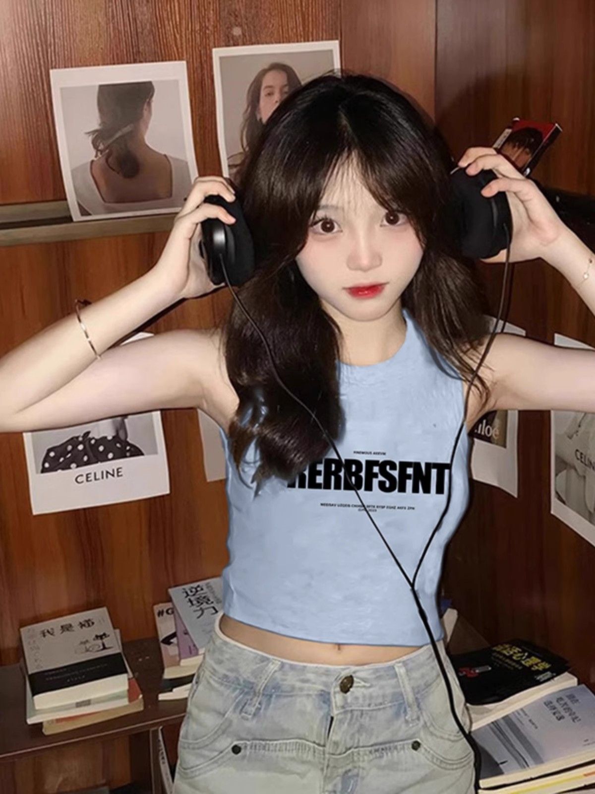 【包肩包领】夏日多巴胺穿搭无袖t恤美式短款辣妹修身显瘦小背心