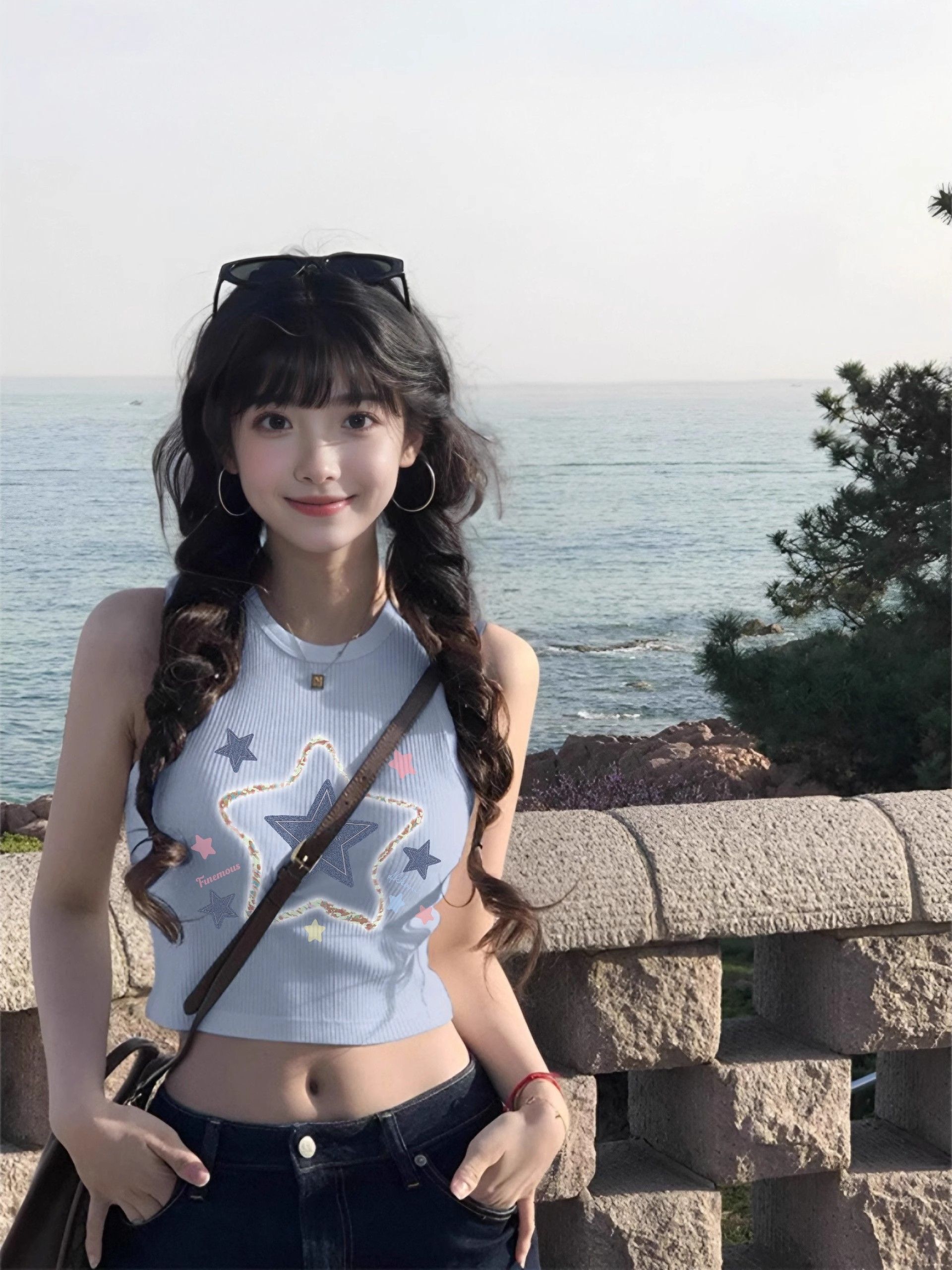 【包肩包领】夏日多巴胺穿搭无袖t恤美式短款辣妹修身显瘦小背心