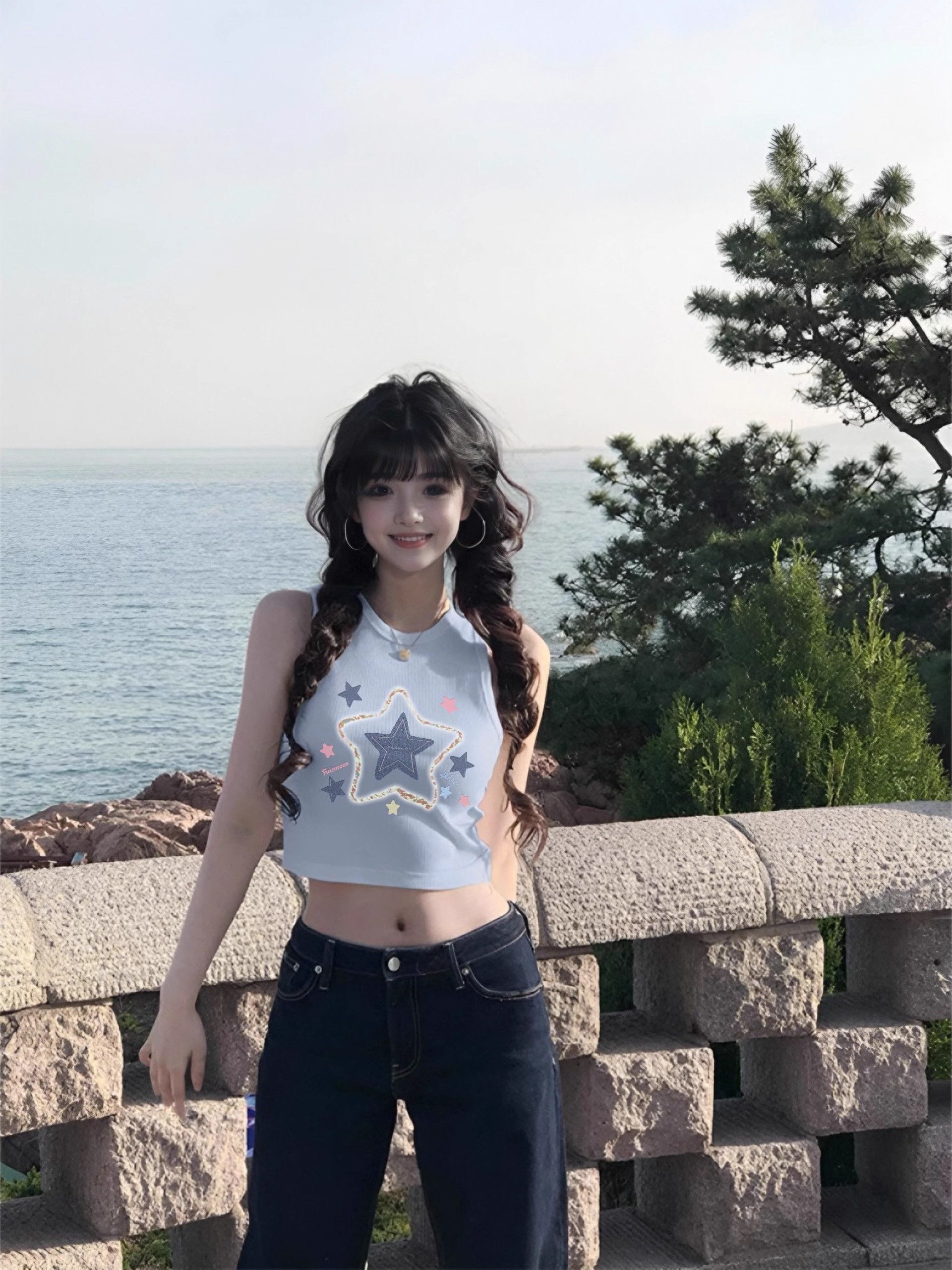 【包肩包领】夏日多巴胺穿搭无袖t恤美式短款辣妹修身显瘦小背心