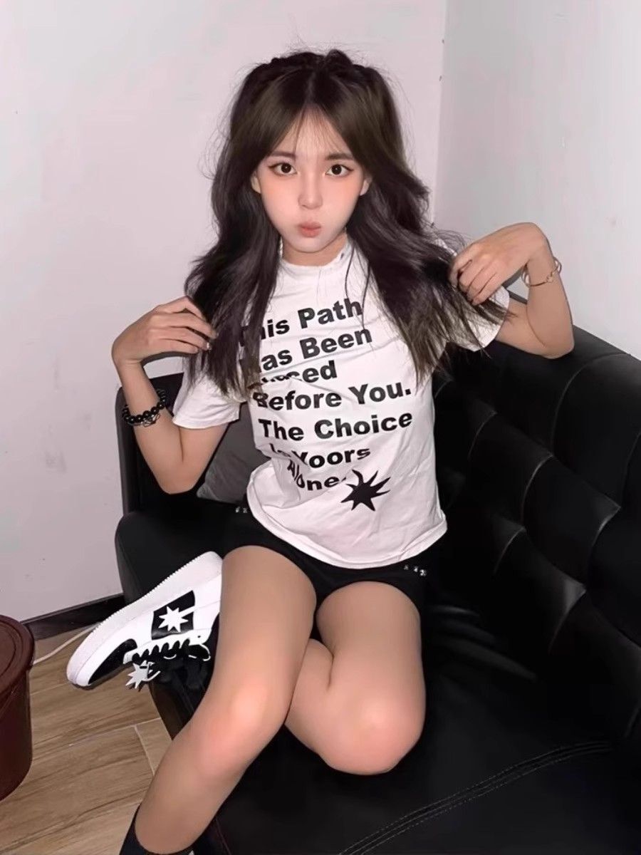 【1*1纯棉 常规款】印花正肩常规短袖 高弹力新款夏季修身显