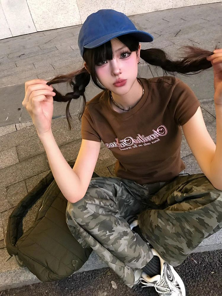 【1*1纯棉 常规款】印花正肩常规短袖 高弹力新款夏季修身显