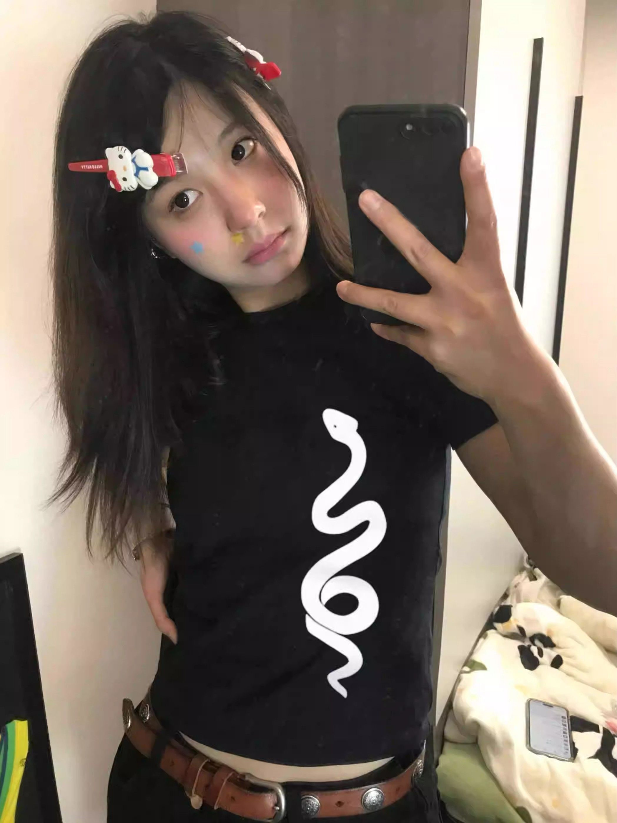 【1*1纯棉 常规款】印花正肩常规短袖 高弹力新款夏季修身显